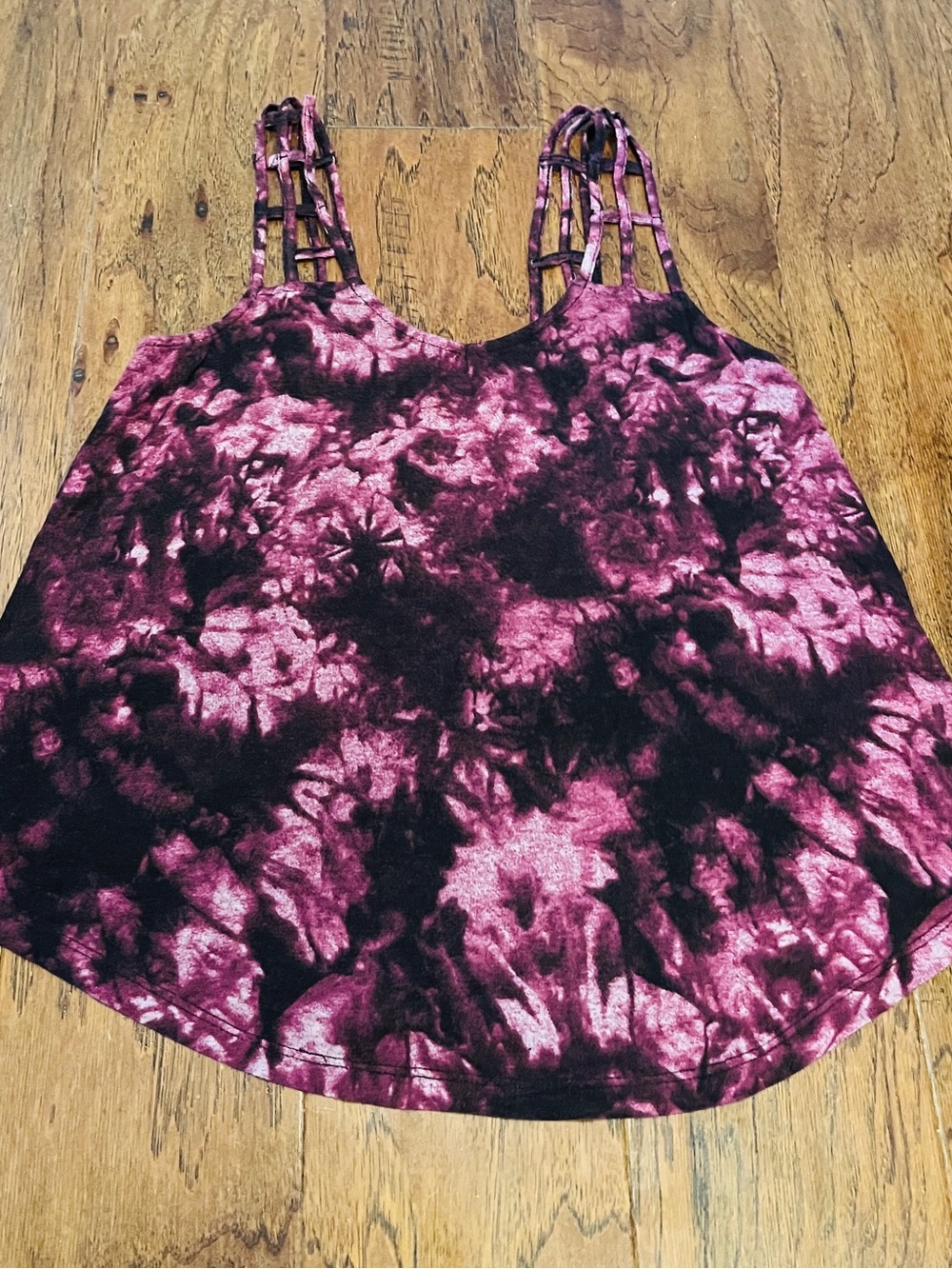 Mudd Tie-Dye Maroon & Black Strappy Tank Top Size XXS